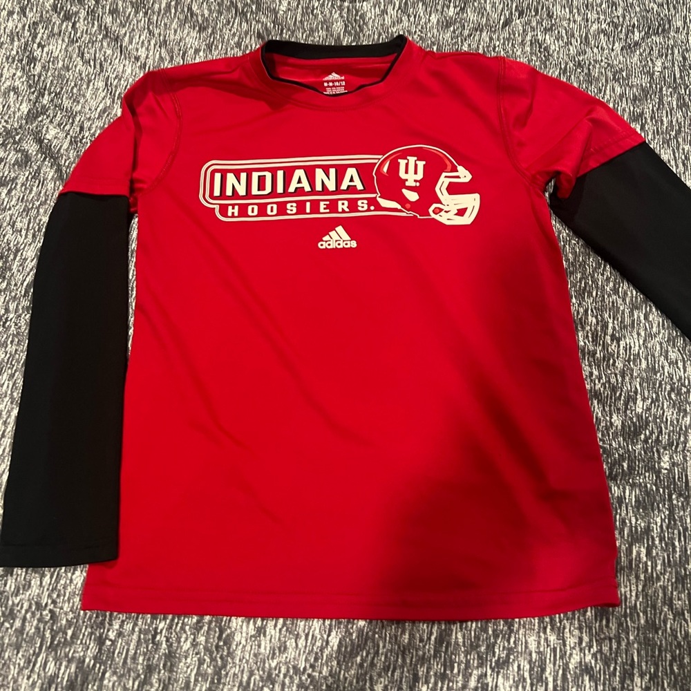 Indiana University Adidas Red and Black Long Sleeve Tee